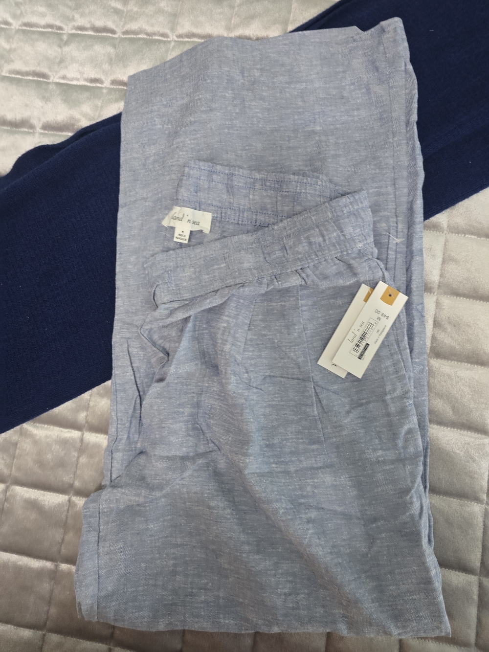 Light Blue Linen-Blend Women’s Pants